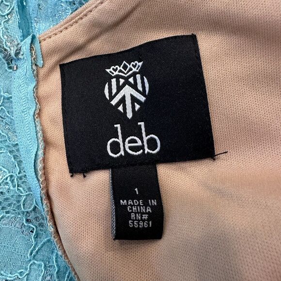 Deb Prom‎ Maxi Dress Size 1  Sleeveless Lace Bodycon Lined Formal Mint  Fairy - Picture 9 of 16